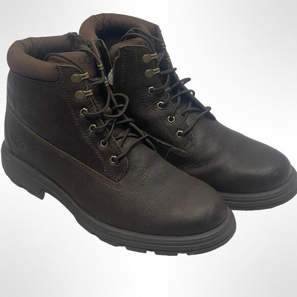 UGG Men's Dark Brown Leather Boots NWOT size 11 - Picture 4 of 7